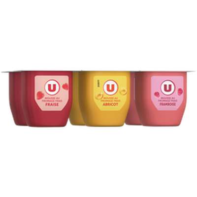 Mousse de fromage frais sucré aux fruits, U (6 x 74 g)
