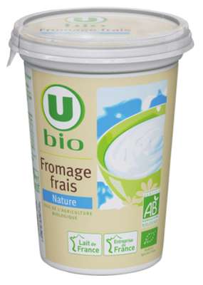 Fromage blanc frais nature au lait pasteurisé, U Bio (500 g)