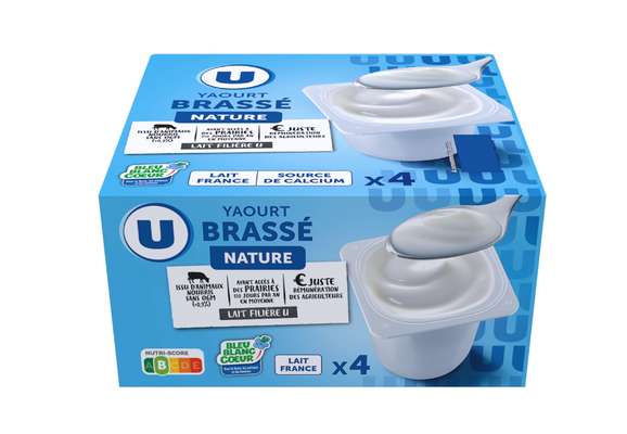 Yaourt brassé nature, U (4 x 125 g)