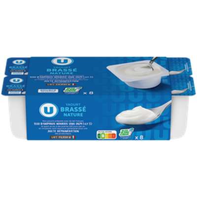 Yaourts brassés nature, U (8 x 125 g)