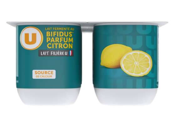 Yaourt au lait fermenté au bifidus sucré saveur citron, U (4 x 125 g)