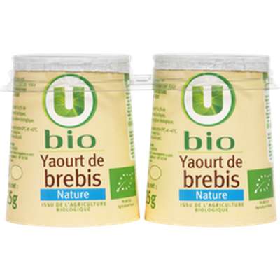 Yaourts bio nature au lait de brebis BIO, U (2 x 125 g)
