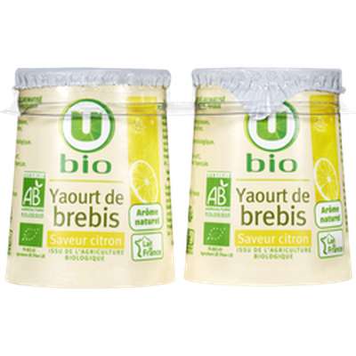 Yaourt au lait de brebis saveur citron BIO, U (2 x 125 g)