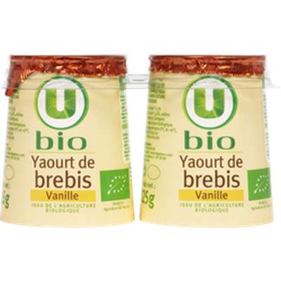 Yaourts au lait de brebis saveur vanille BIO, U (2 x 125 g)