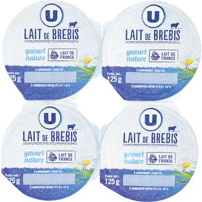 Yaourt au lait de brebis nature 3%MG, U (4 x 125 g)