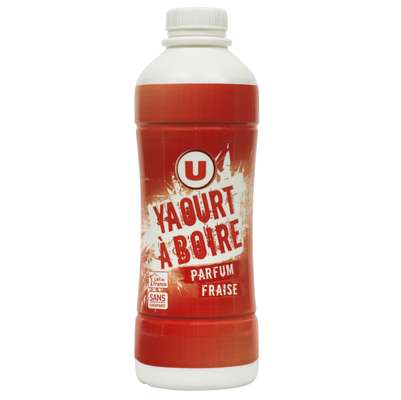 Yaourt à boire sucré parfum fraise, U (850 g)