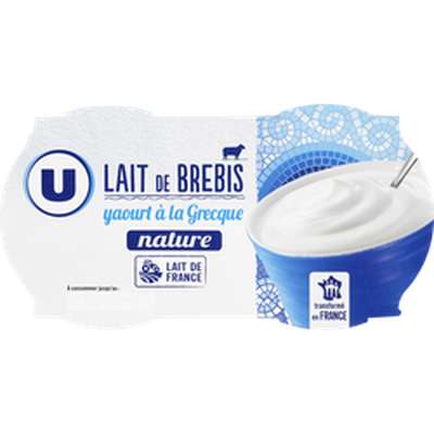 Yaourt à la grecque au lait de brebis nature, U (2 x 150 g)