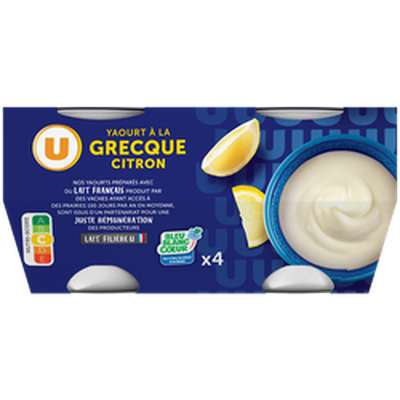 Yaourts à la grecque au citron, U (4 x 150 g)
