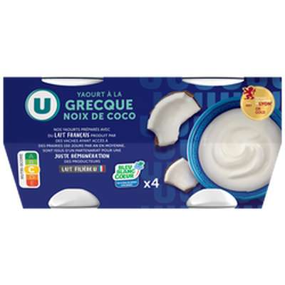 Yaourt à la grecque coco, U (4 x 150 g)