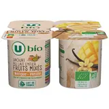 Yaourt lait entier aux fruits mixés mangue vanille BIO, U BIO (4 x 125 g)