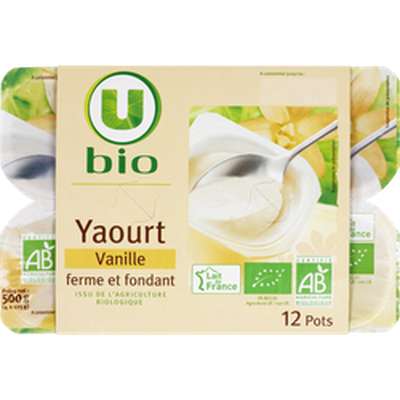 Yaourts fermes et fondants à la vanille BIO, U (12 x 125 g)