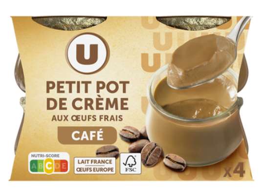 Crème aux œufs frais saveur café, U (4 x 100 g)