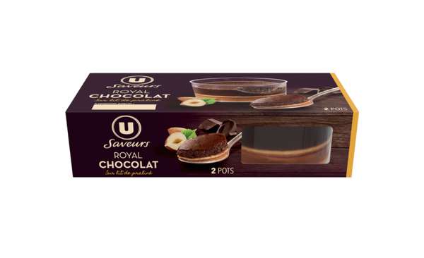 Dessert pâtissier royal chocolat sur lit de praliné, U (2 x 80 g)