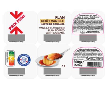 Flan goût vanille nappé de caramel, Prix Mini (6 x 100 g)