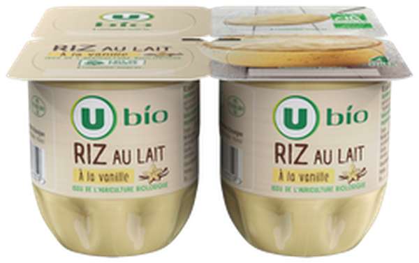 Riz au lait vanille BIO, U (4 x 115 g)