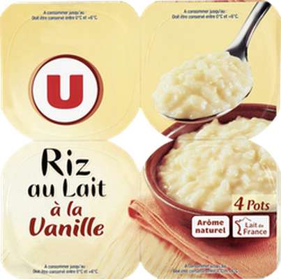 Riz au lait à la vanille, U (4 x 115 g)