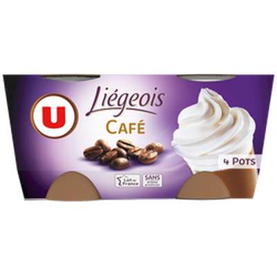 Dessert liégeois café et crème fouettée, U (4 x 100 g)