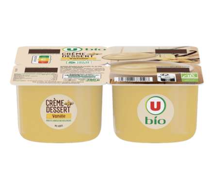 Crème dessert vanille BIO, U BIO (4 x 95 g)