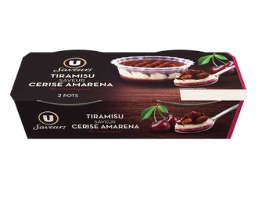 Dessert pâtissier tiramisu saveur cerise amarena, U Saveurs (2 x 100 g)