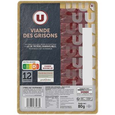 Viande de grisons, U (12 tranches, 80 g)