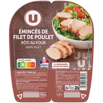 Emincés de filet de poulet rôti au four, U (2 x 75 g)