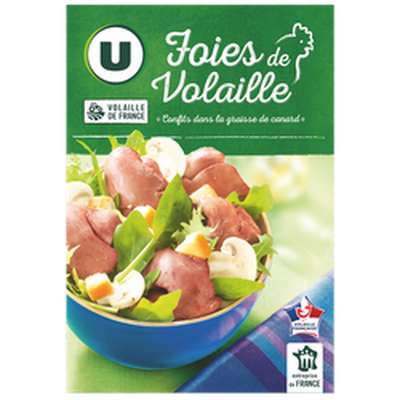 Foies de volaille confits dans la graisse de canard, U (300 g)