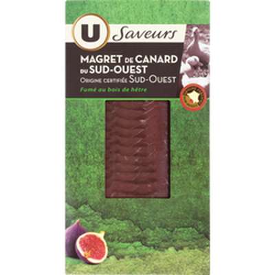Magret de canard IGP Sud-Ouest fumé au bois de hêtre, U Saveurs (90 g)