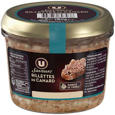 Rillettes de canard, U Saveurs (180 g)