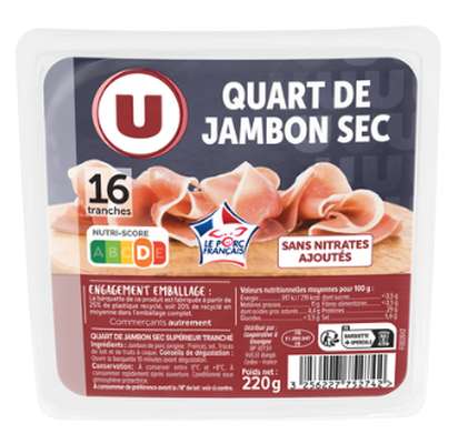 Quart jambon sec supérieur, U (x 16, 220 g)