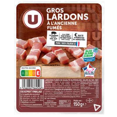Gros lardons fumés à l'ancienne VPF, U (150 g)