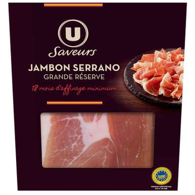 Jambon serrano grande réserve 18 mois d'affinage, U Saveurs (80 g)