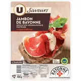 Jambon de Bayonne 12 mois, U Saveurs (4 tranches, 100g)