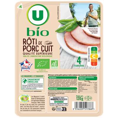 Rôti de porc BIO, U BIO (4 tranches, 120 g)