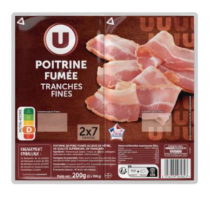 Poitrine fumée tranches fines, U (2 x 100 g)