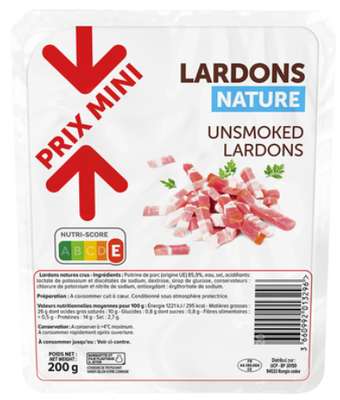 Lardons nature, Prix Mini (200 g)