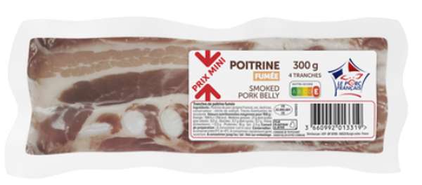 Poitrine de porc fumée, Prix Mini (4 tranches, 300 g)