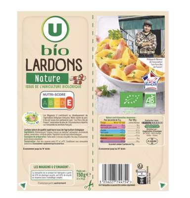 Lardons nature BIO, U BIO (2 x 75 g)