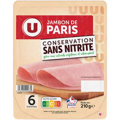 Jambon de Paris conservation sans nitrite, U  (6 tranches, 210 g)