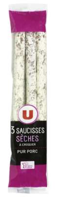 Saucisse sèche pur porc à croquer, U (x 3, 150 g)