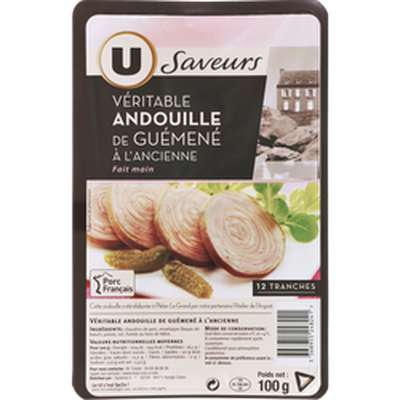 Véritable andouille de Guéméné à l'ancienne, U Saveurs (12 tranches, 100 g)