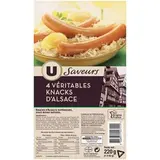 Véritable knacks d'Alsace, U Saveurs (x 4, 220 g)
