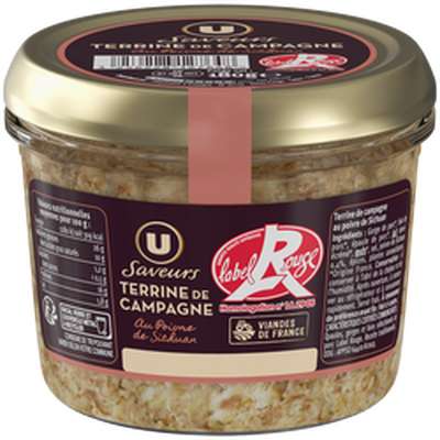 Terrine de campagne Label Rouge au poivre de Sichuan, U Saveurs (180 g)
