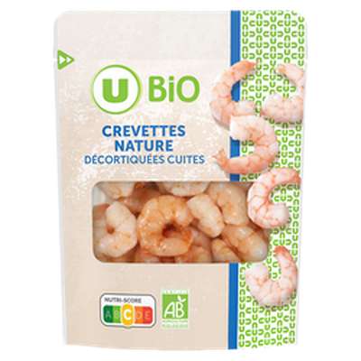 Crevettes nature décortiquées et cuites BIO, U (100 g)