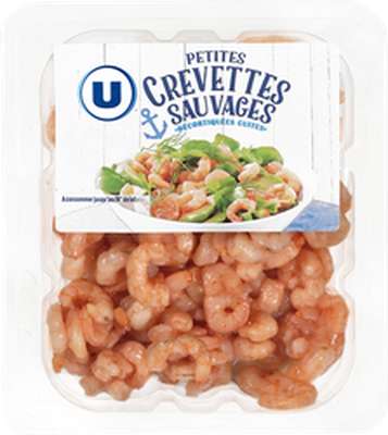 Petites crevettes sauvages décortiquées cuites, U (125 g)