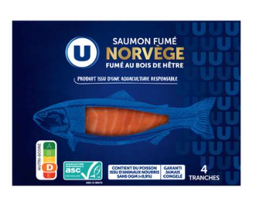 Saumon fumé au bois de hêtre, U (4 tranches, 140 g)