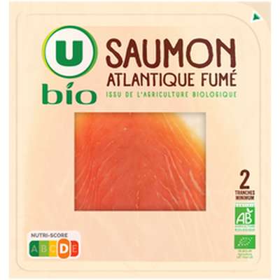 Saumon fumé atlantique issu de l'agriculture biologique BIO, U Bio (x 2, 60 g)