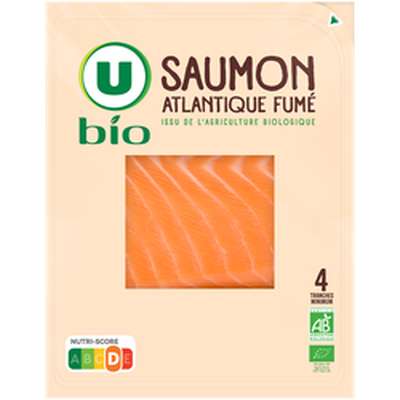 Saumon atlantique fumé BIO, U BIO (4 tranches, 120 g)