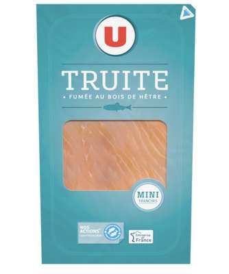 Mini tranches de truite fumée, U (100 g)