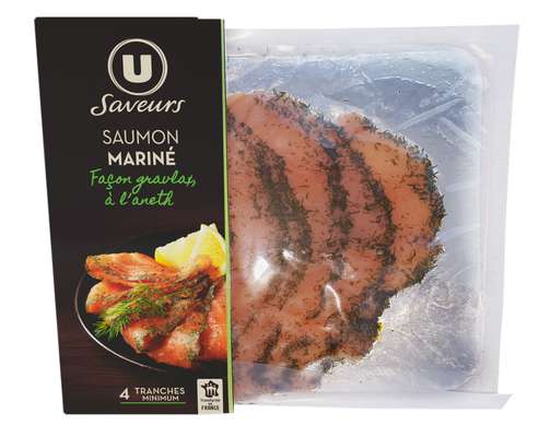 Saumon mariné façon gravlax à l'aneth, U Saveurs (120 g)