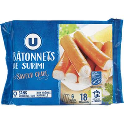 Bâtonnets de surimi saveur crabe, U (x 18, 288 g)
